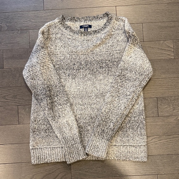Chaps Women’s Crewneck Sweater in Gray and Cream - Picture 1 of 3